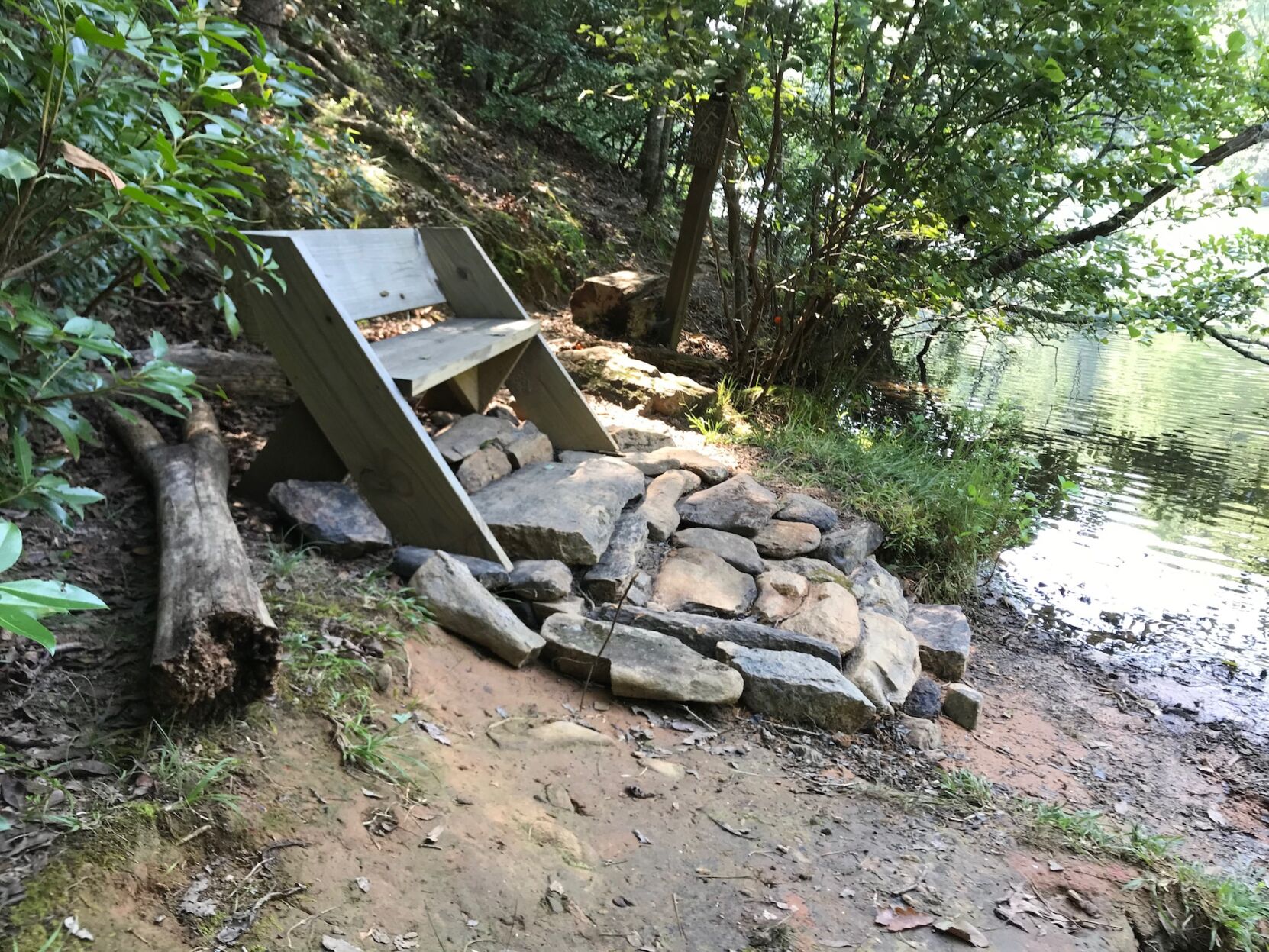 It took some effort to stabilize this bench in a muddy area.